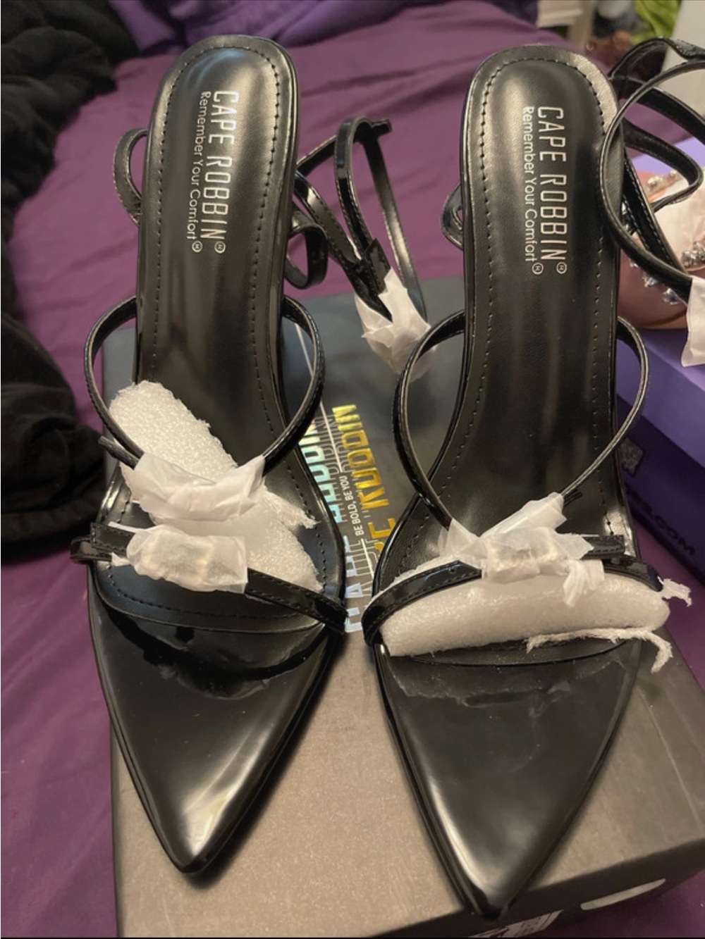 Cape Robbin Black Patent Pointed Strappy Heels